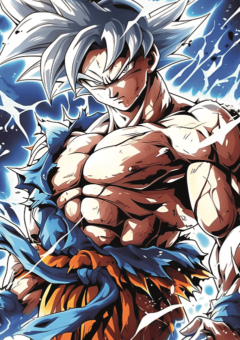 Poster Goku Ultra Instinto Poder Desatado | Cuadro Anime Holo