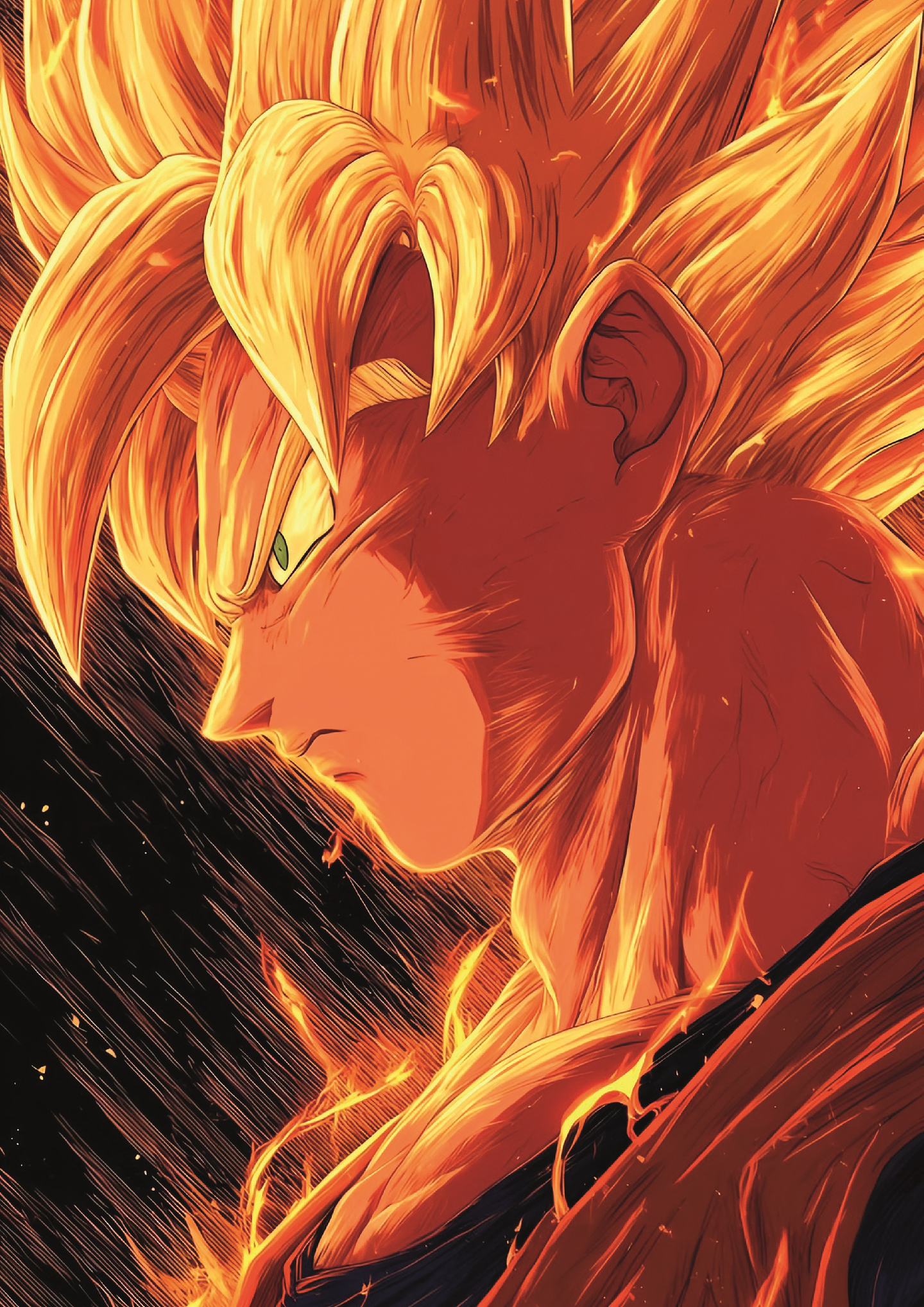 Poster Goku Super Saiyajin Furia Ardiente | Cuadro Anime Dragon Ball 1