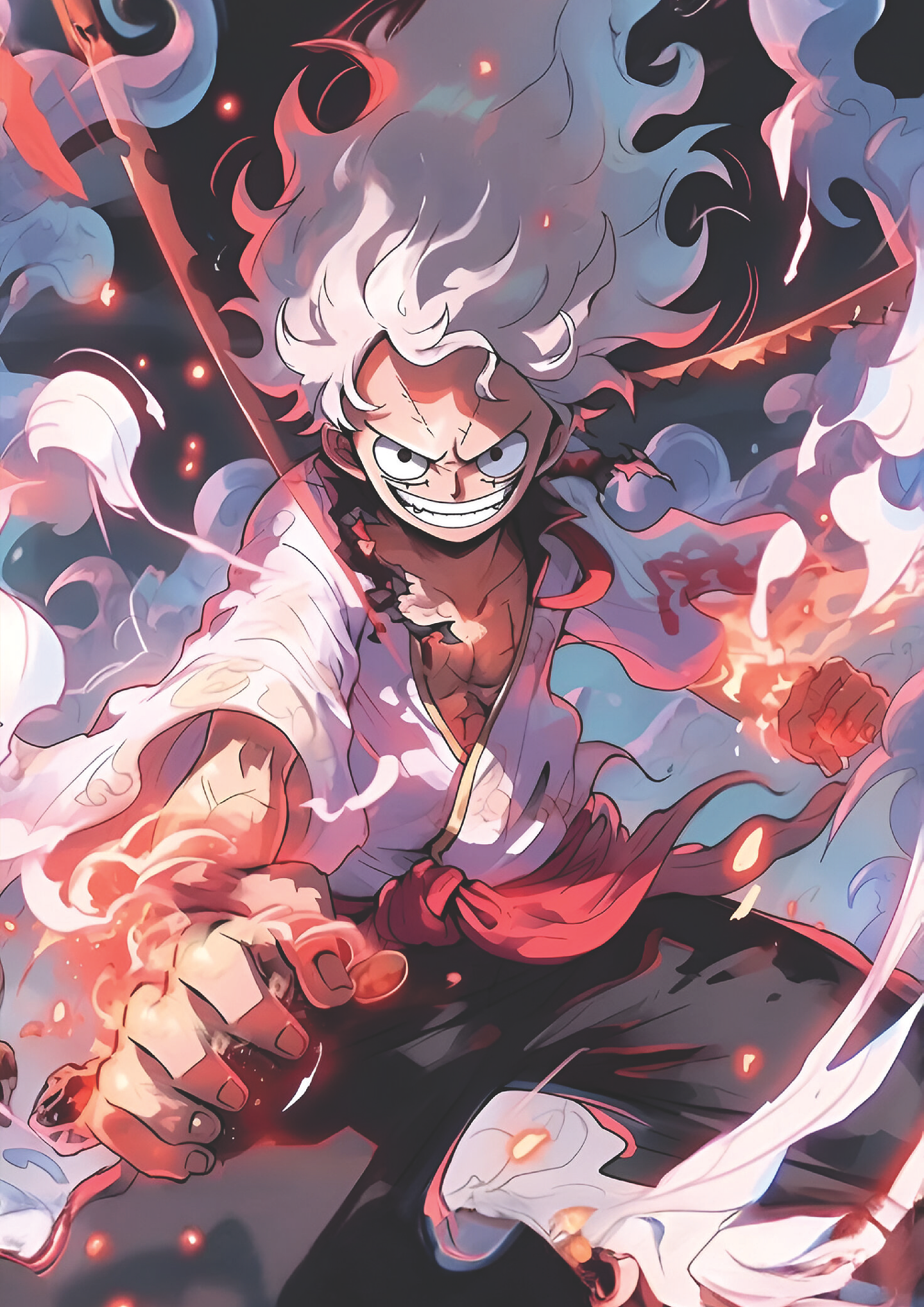 Poster Luffy Gear 5 Batalla | Cuadro Anime One Piece 1