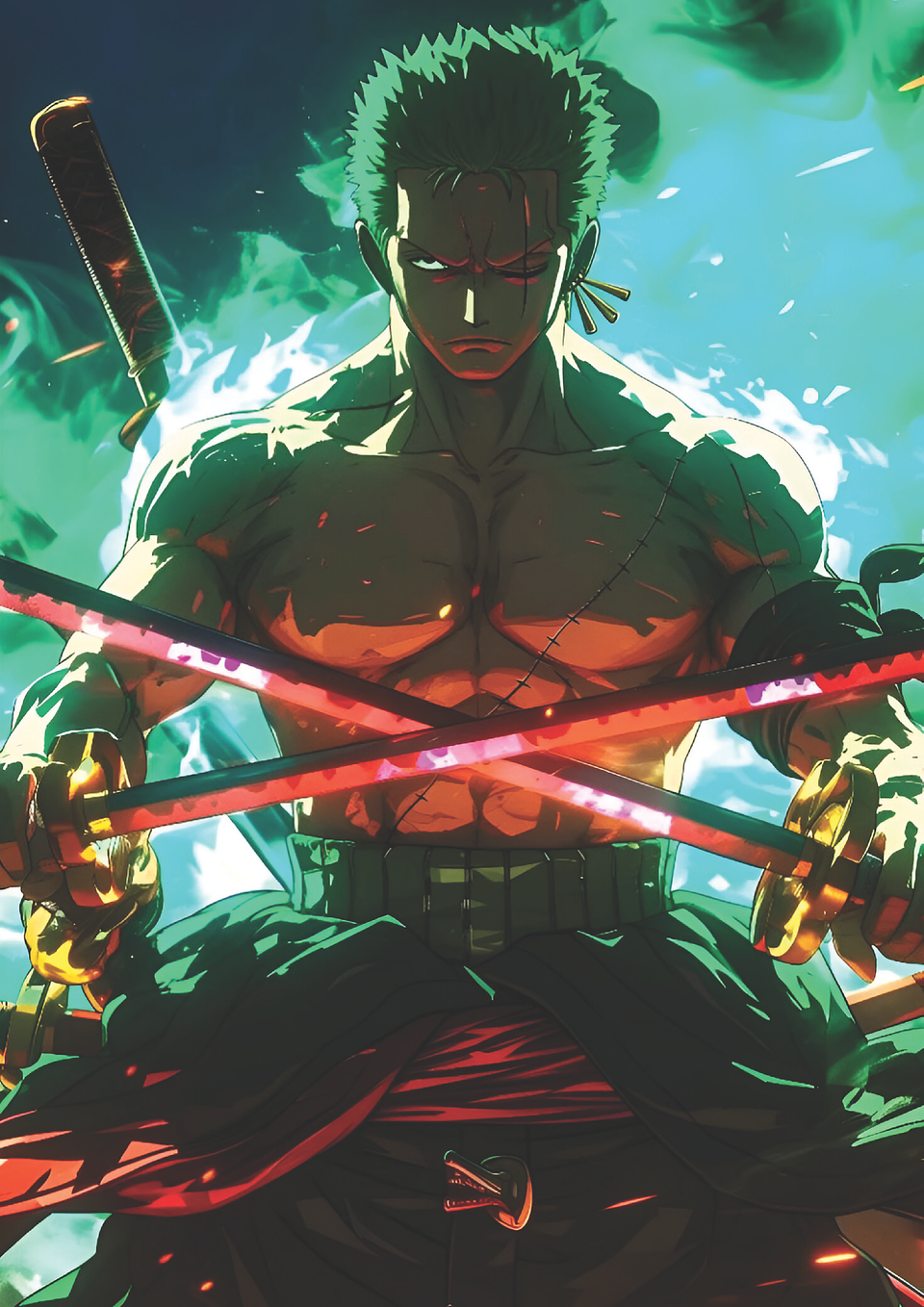 Poster Zoro Espadas Cruzadas | Cuadro Anime One Piece 1