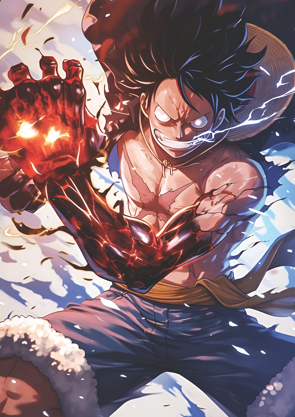 Poster Luffy Red Hawk | Cuadro Anime One Piece 1