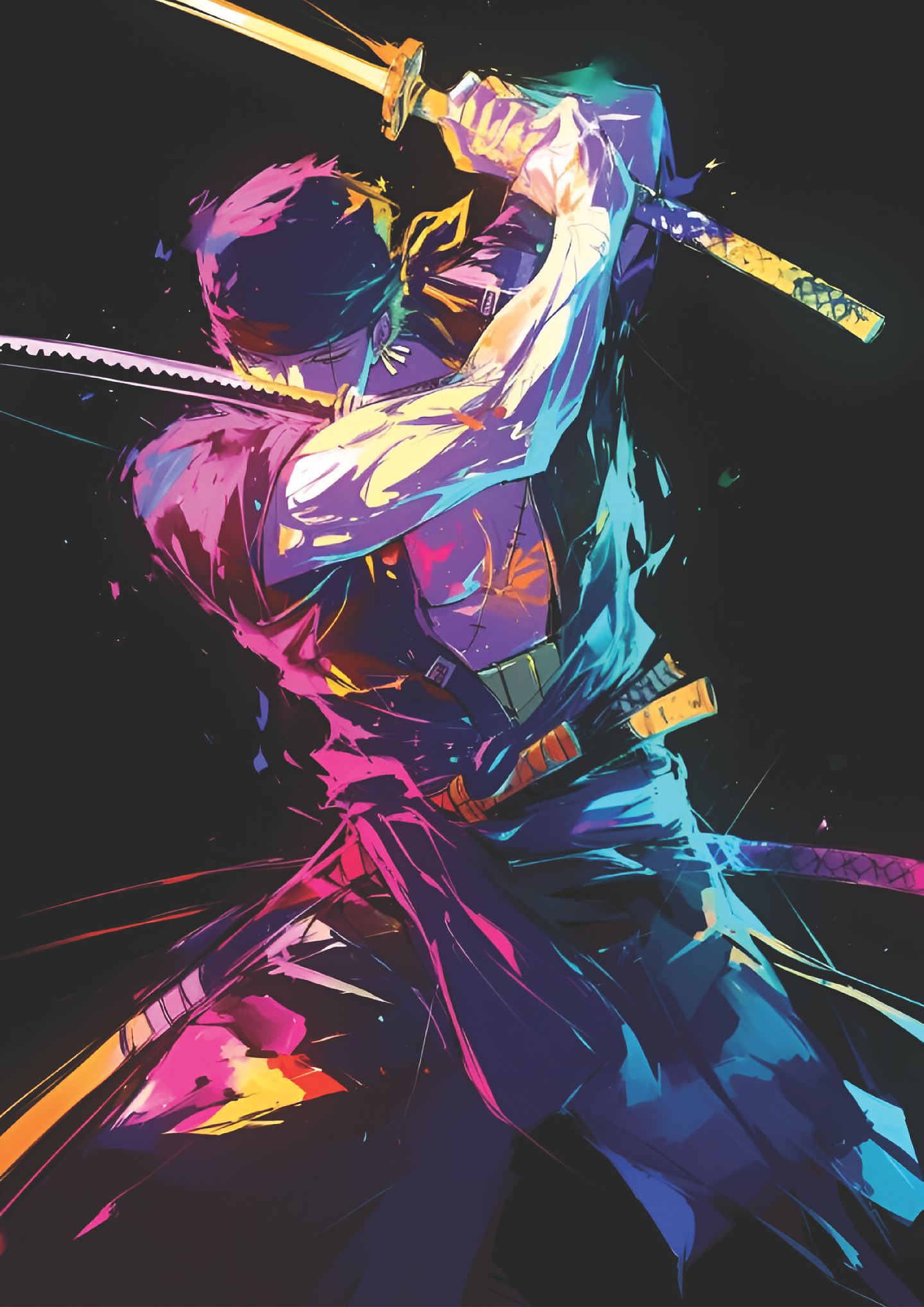 Poster Zoro Espadachín Neón V2 | Cuadro Anime One Piece 1