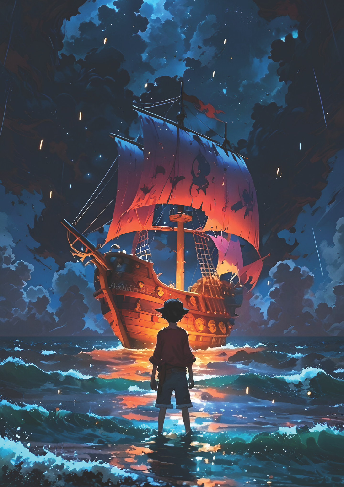 Poster Luffy y el Thousand Sunny | Cuadro Anime One Piece 1