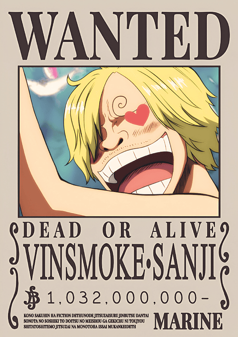 Poster Wanted Sanji | Cuadro Anime One Piece