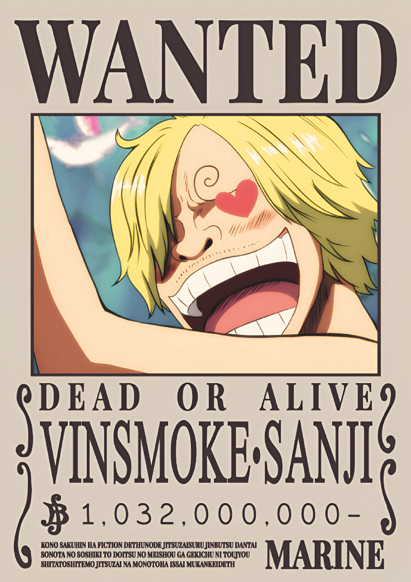 Poster Wanted Sanji | Cuadro Anime One Piece 1