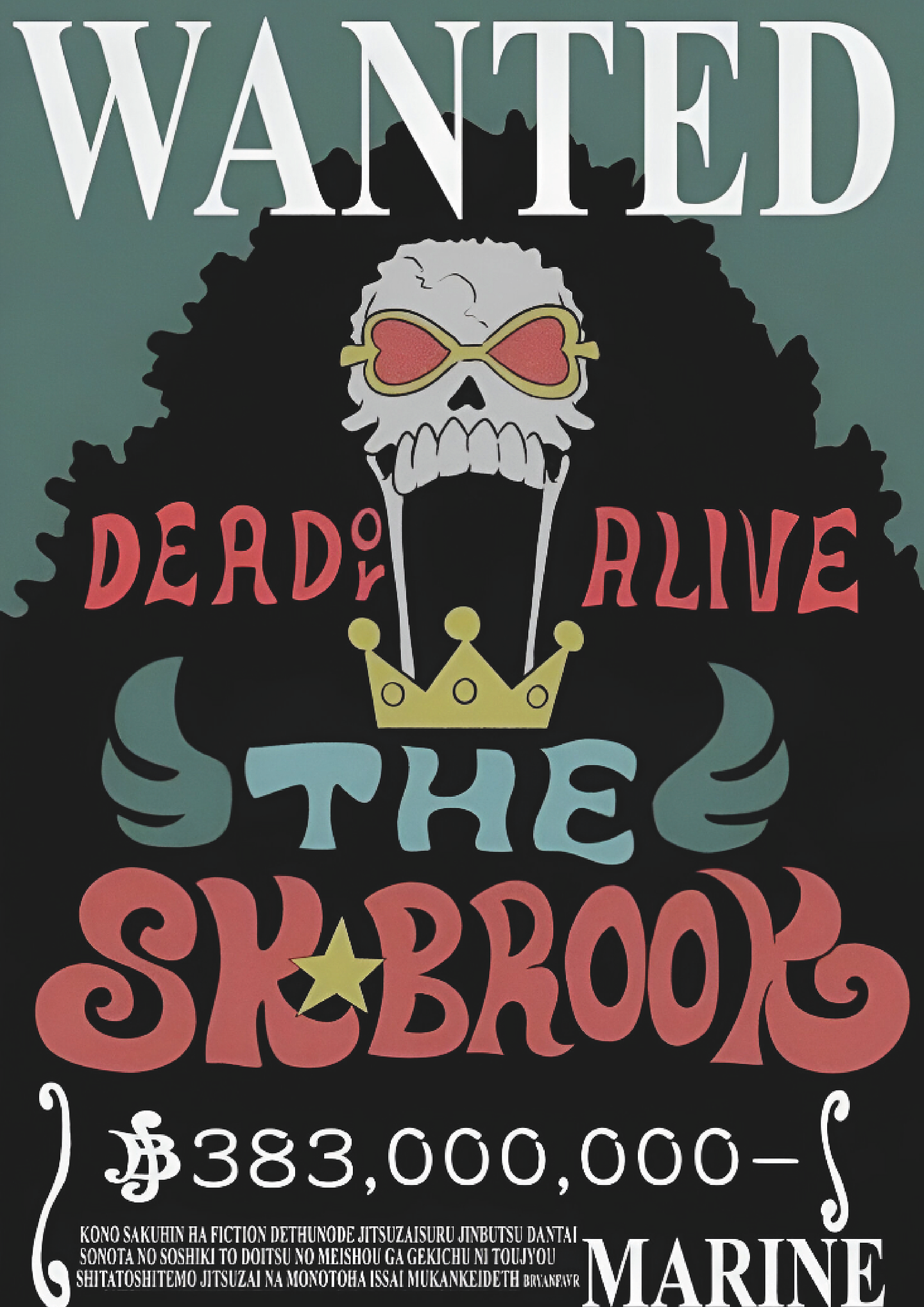 Poster Wanted Brook | Cuadro Anime One Piece 1