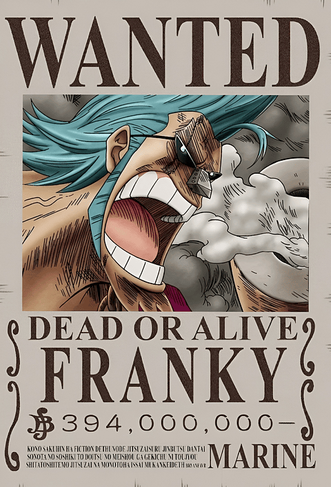 Poster Wanted Franky | Cuadro Anime One Piece