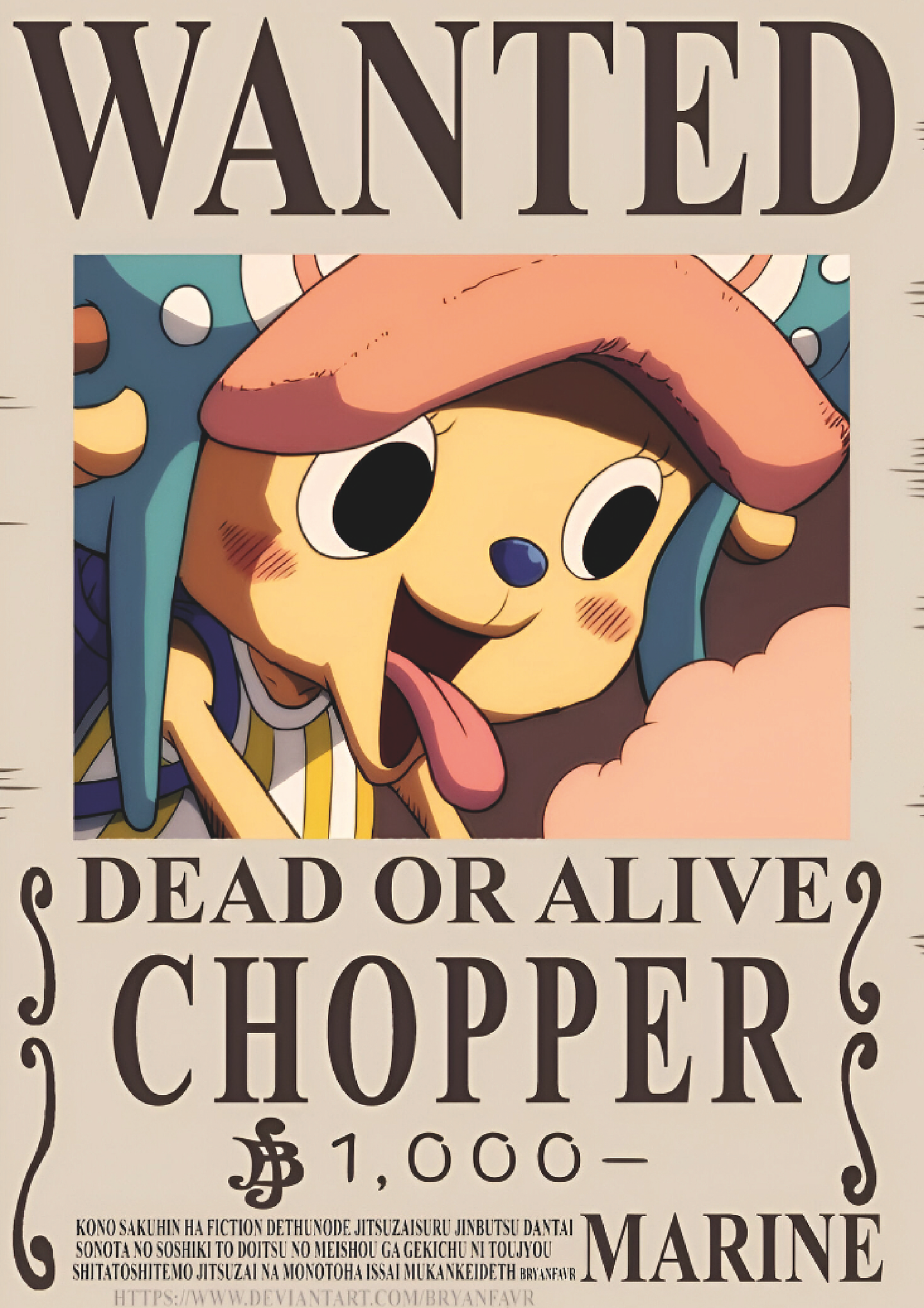 Poster Wanted Tony Tony Chopper | Cuadro Anime One Piece 1