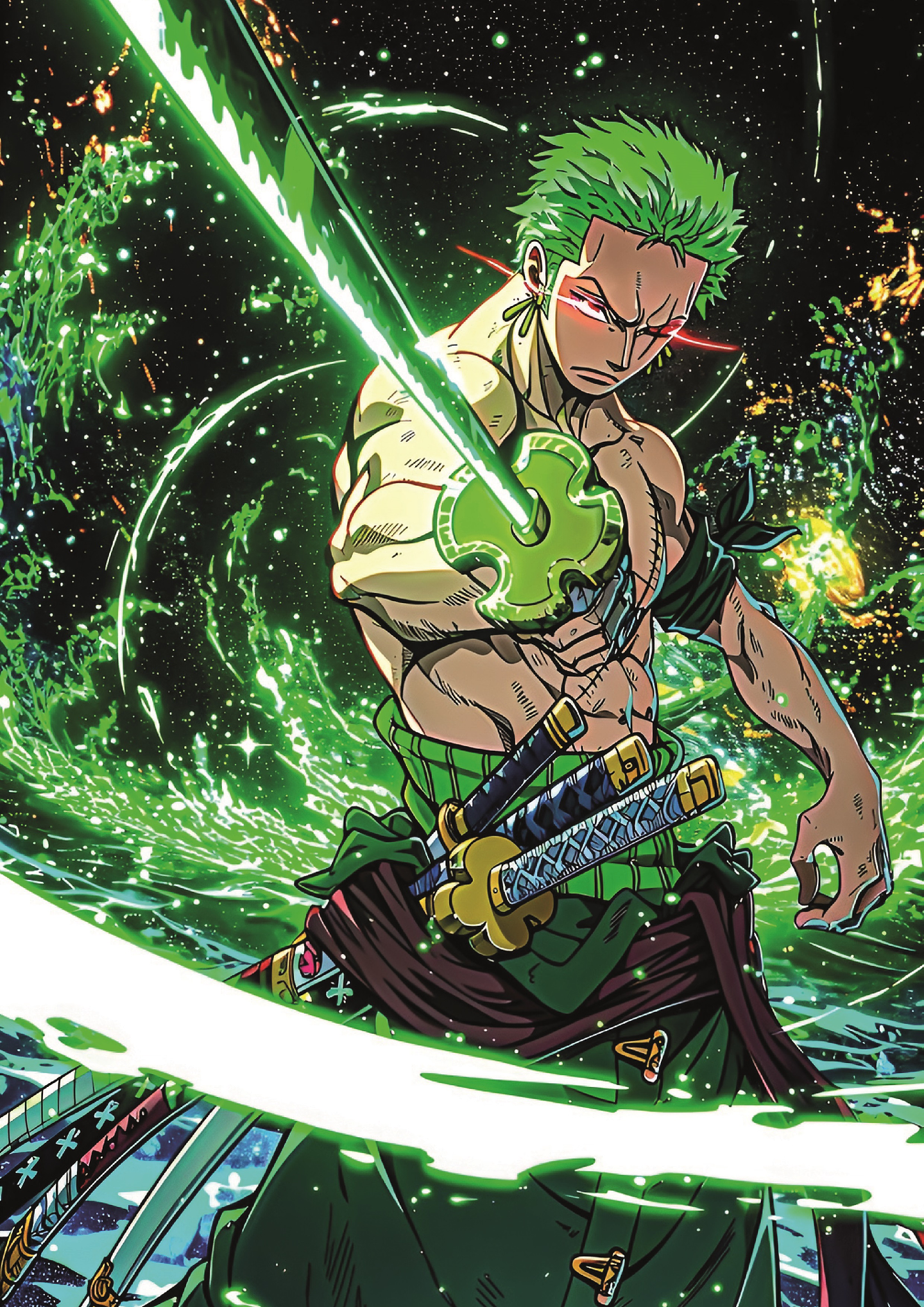 Poster Roronoa Zoro Batalla | Cuadro Anime One Piece Espadas 1