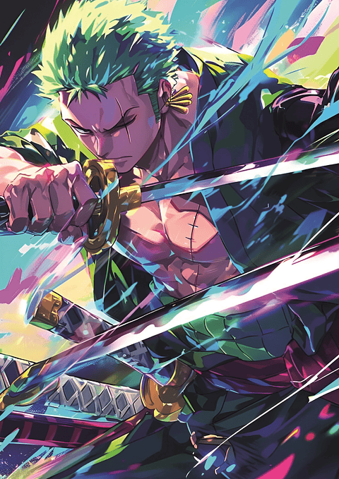 Poster Roronoa Zoro Espadas | Cuadro Anime One Piece Arte Dinámico