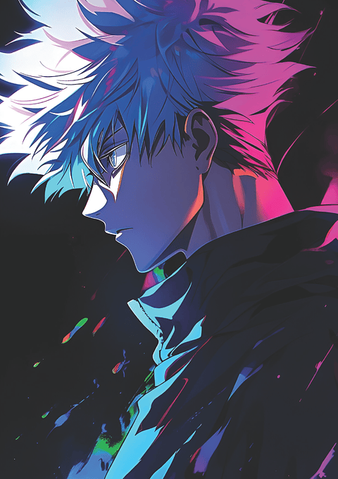 Poster Satoru Gojo Neon | Cuadro Anime Jujutsu Kaisen