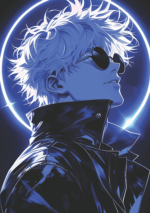 Poster Satoru Gojo Halo Azul | Cuadro Anime Jujutsu Kaisen