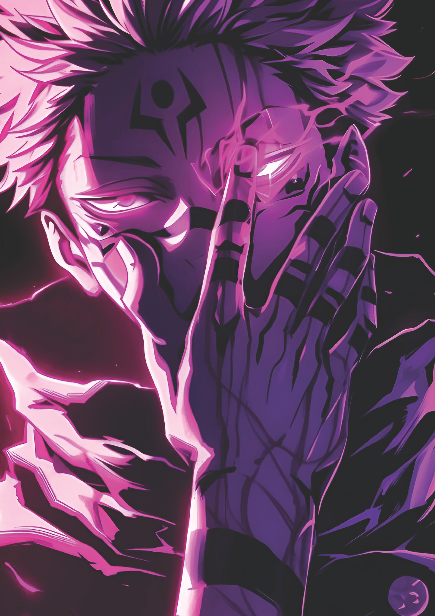 Poster Ryomen Sukuna Aura Maldita Púrpura | Cuadro Anime Jujutsu Kaisen 1