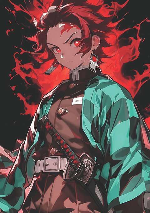 Cuadro Anime Tanjiro Kamado – Aura Carmesí