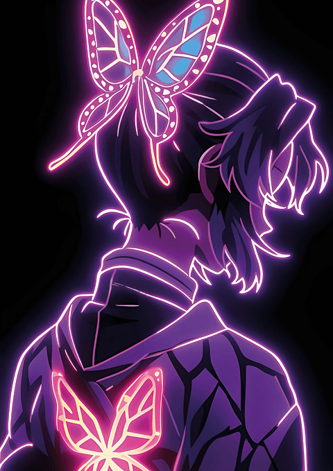 Cuadro Anime Shinobu Kocho – Mariposa Neon