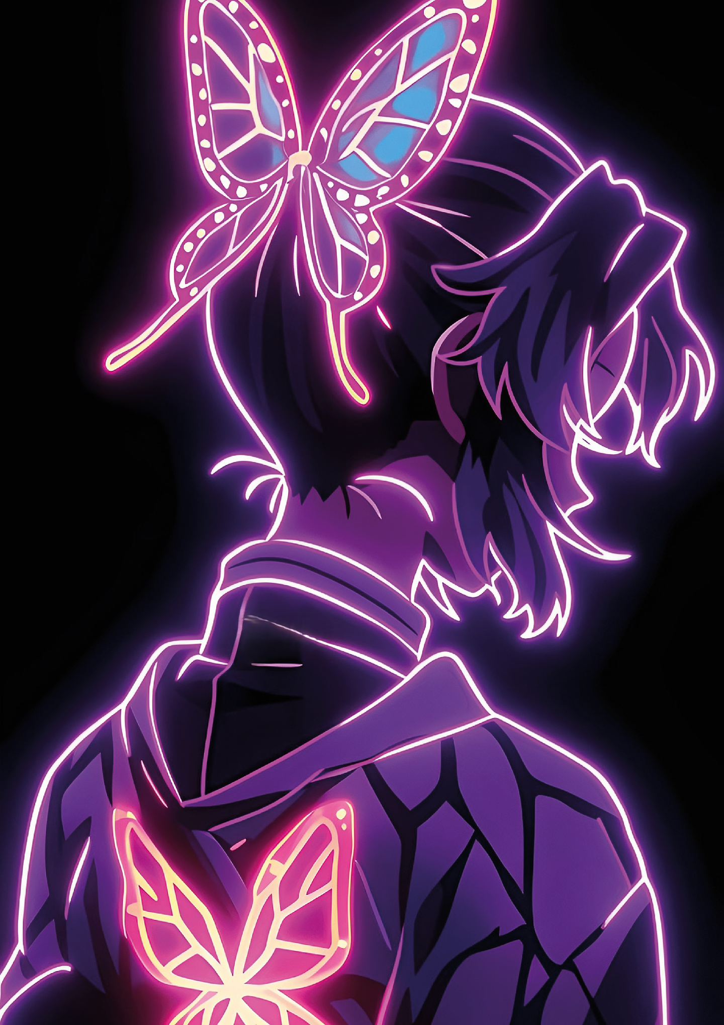 Cuadro Anime Shinobu Kocho – Mariposa Neon 1