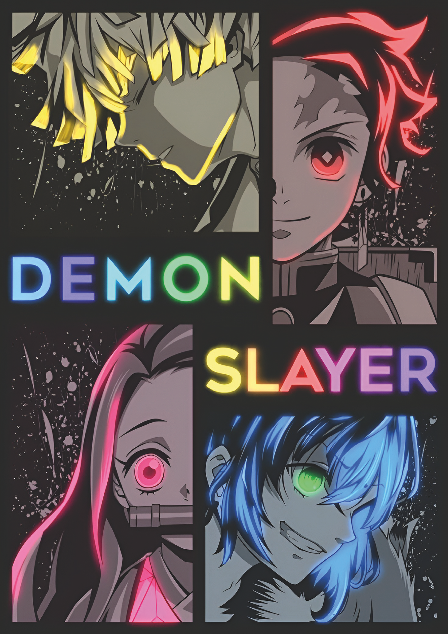 Cuadro Anime Demon Slayer – Personajes Neon 1