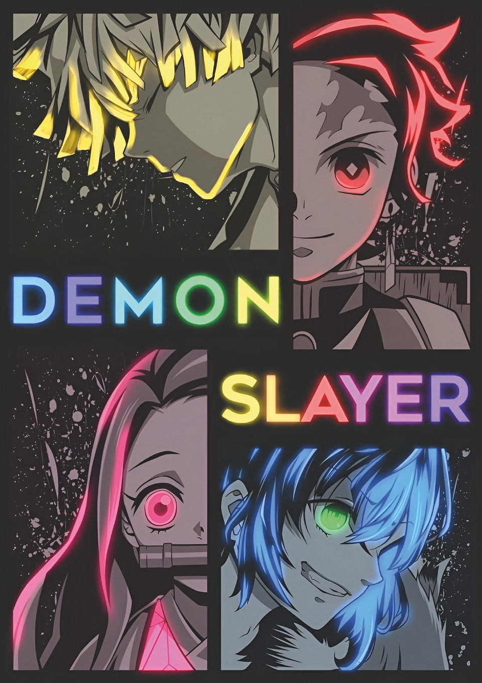 Cuadro Anime Demon Slayer – Personajes Neon 1
