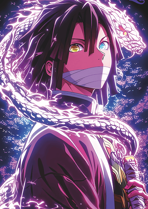 Cuadro Anime Demon Slayer Obanai Iguro Serpiente