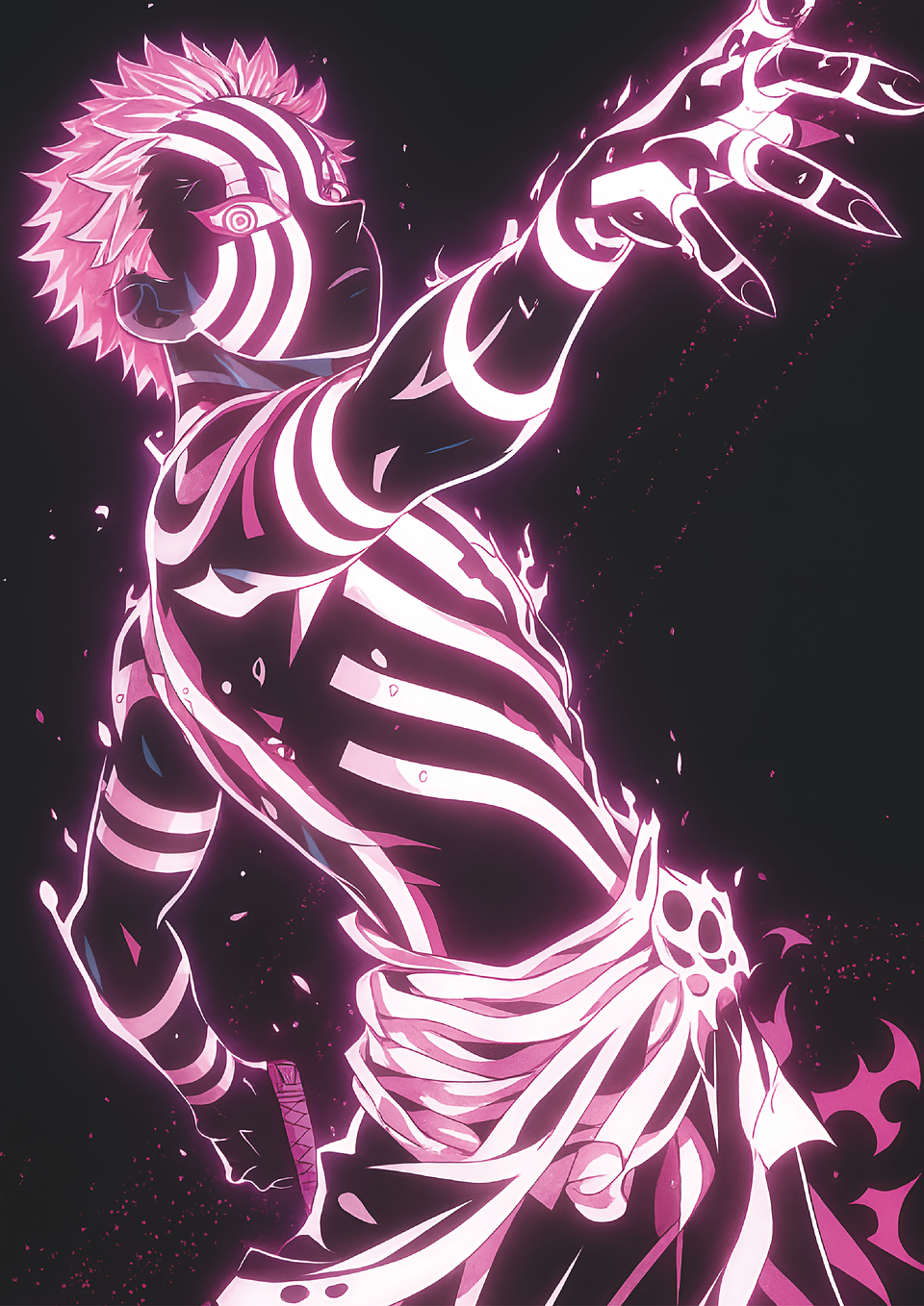 Cuadro Anime Demon Slayer Akaza Aura Rosa 1