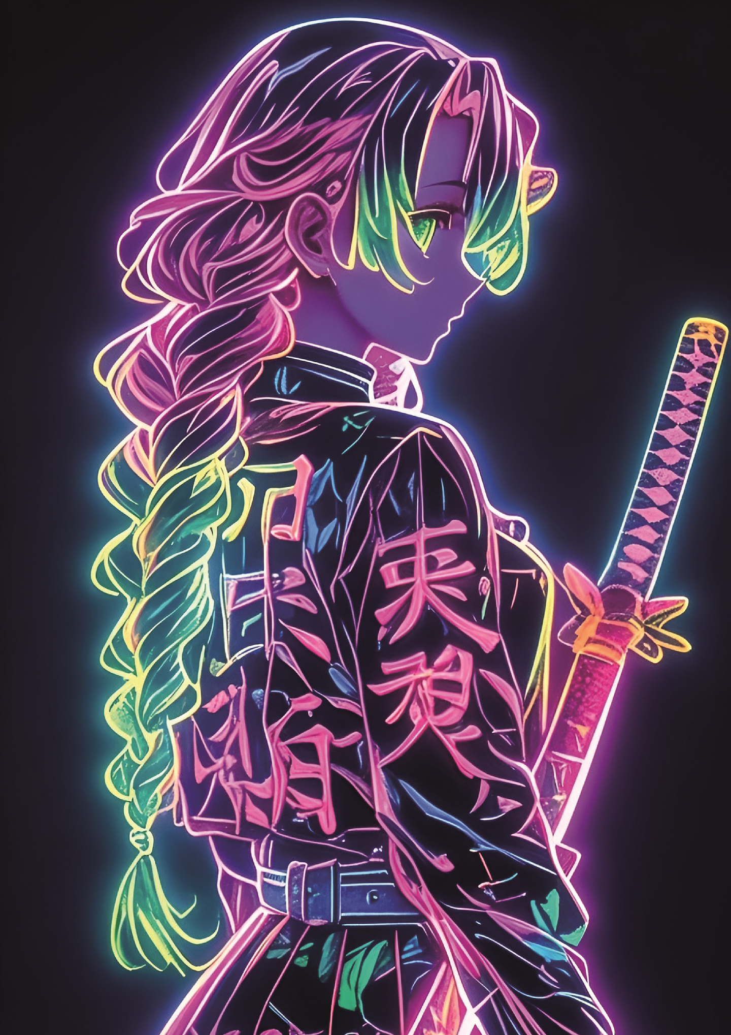 Cuadro Anime Demon Slayer Mitsuri Kanroji Neon 1