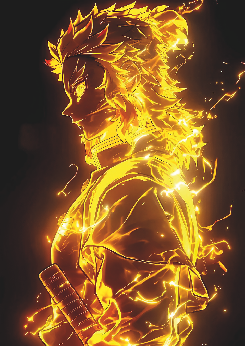 Cuadro Anime Demon Slayer Rengoku Llama Dorada 1