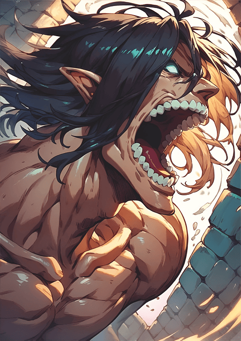 Cuadro Anime Eren Titán de Ataque Rugido