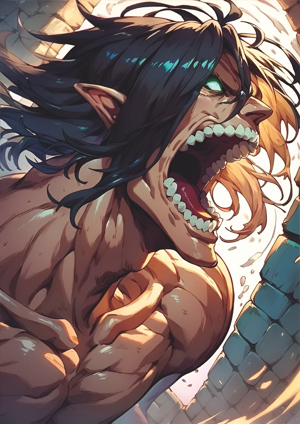 Cuadro Anime Eren Titán de Ataque Rugido 1