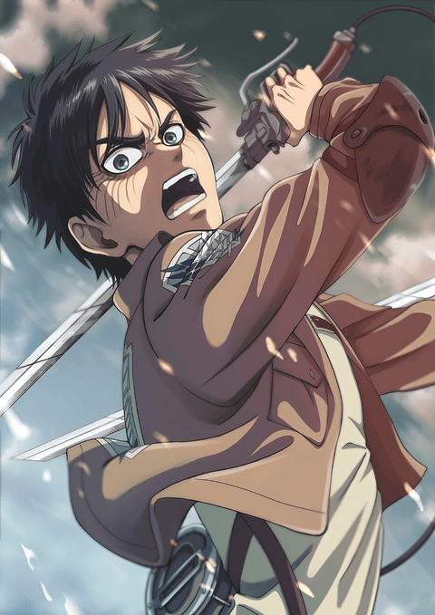 Cuadro Anime Eren Yeager Ataque con Espadas