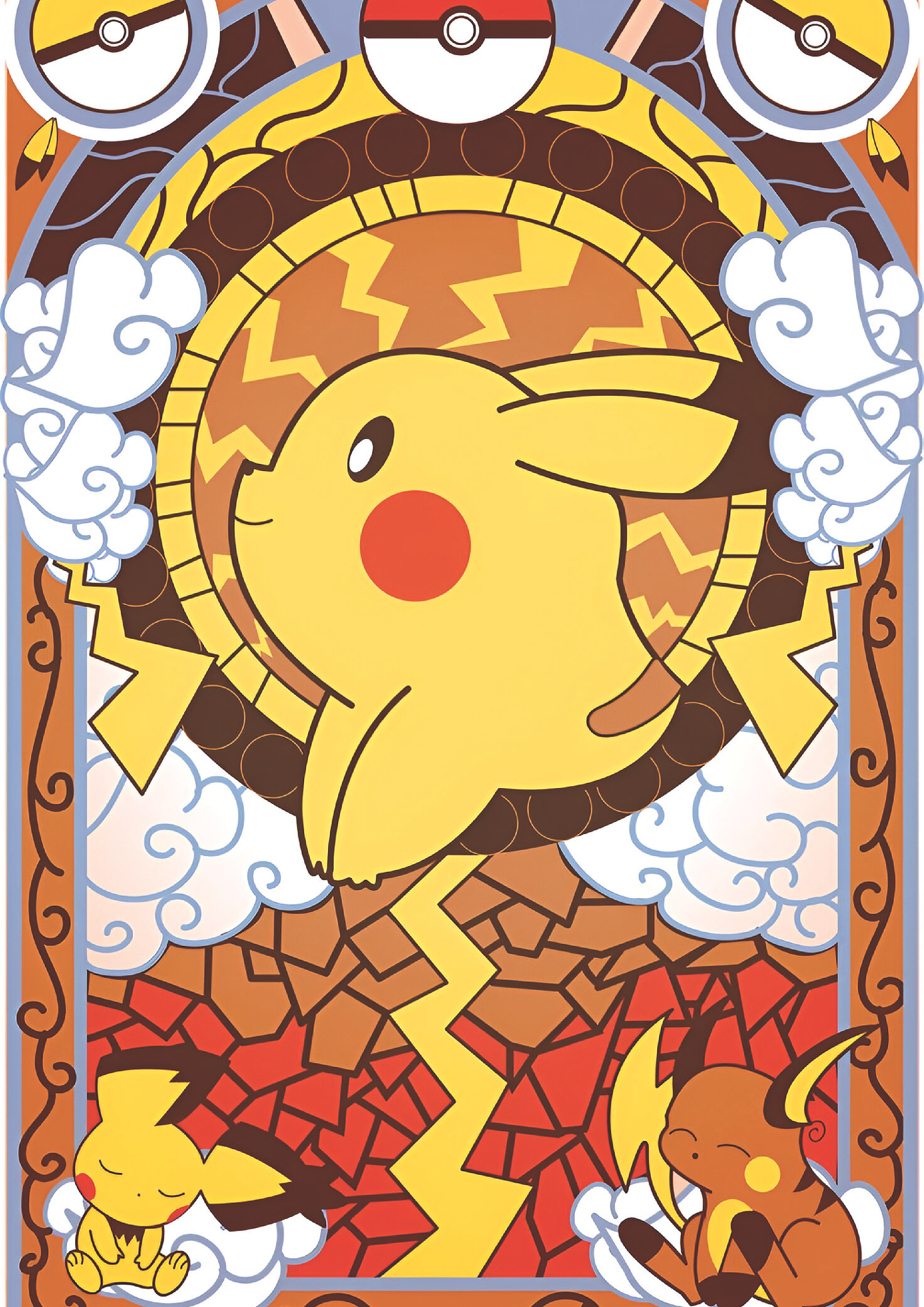 Cuadro Pokémon Pikachu Arte Vidriera 1