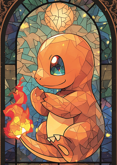 Cuadro Pokémon Charmander Arte Vidriera