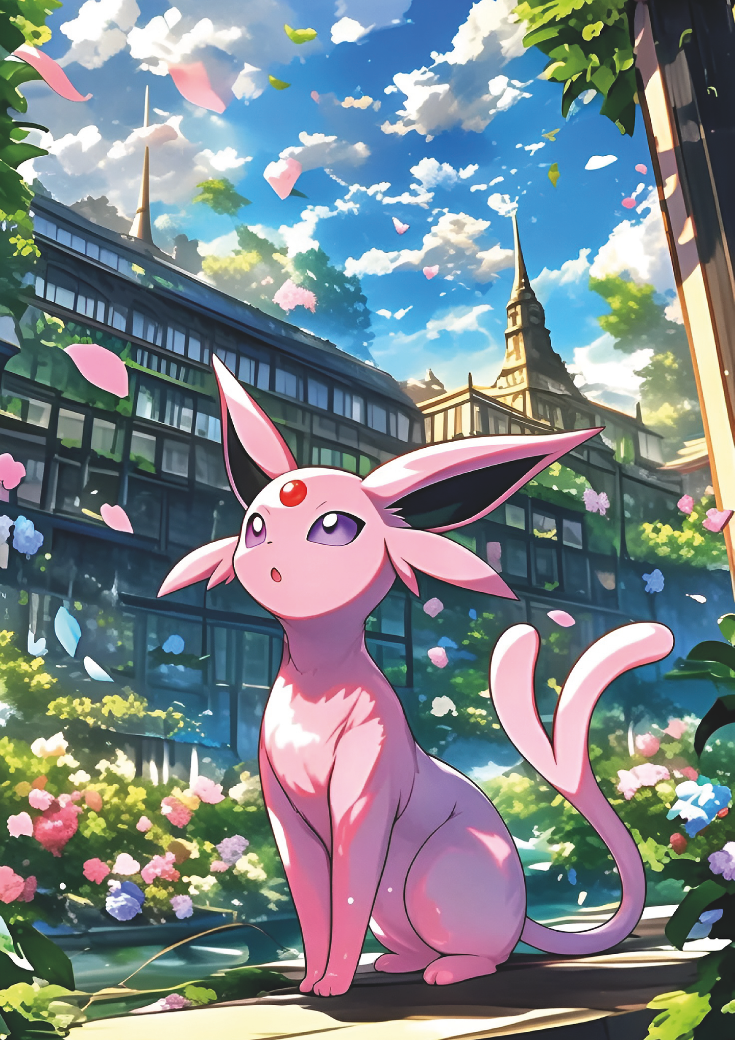 Cuadro Pokémon Espeon Jardín Anime 1