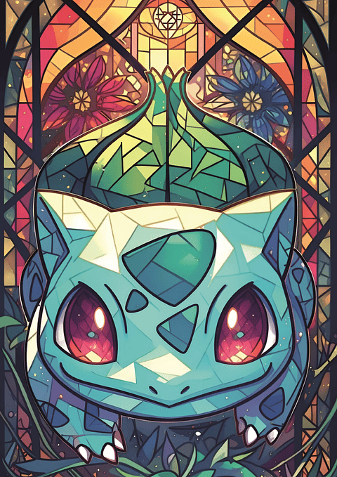 Cuadro Pokémon Bulbasaur Arte Vitral