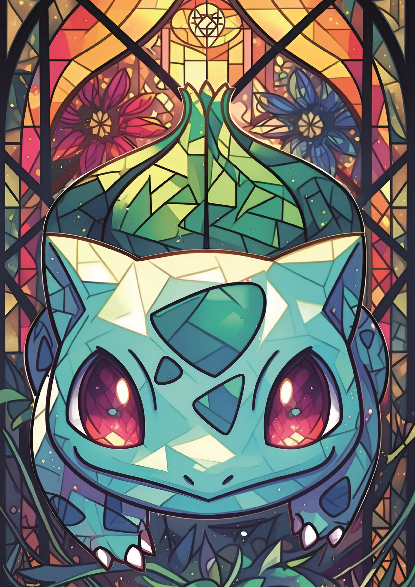 Cuadro Pokémon Bulbasaur Arte Vitral 1