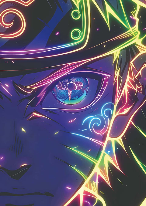 Poster Naruto Neon Sabio Holográfico Decoración Anime