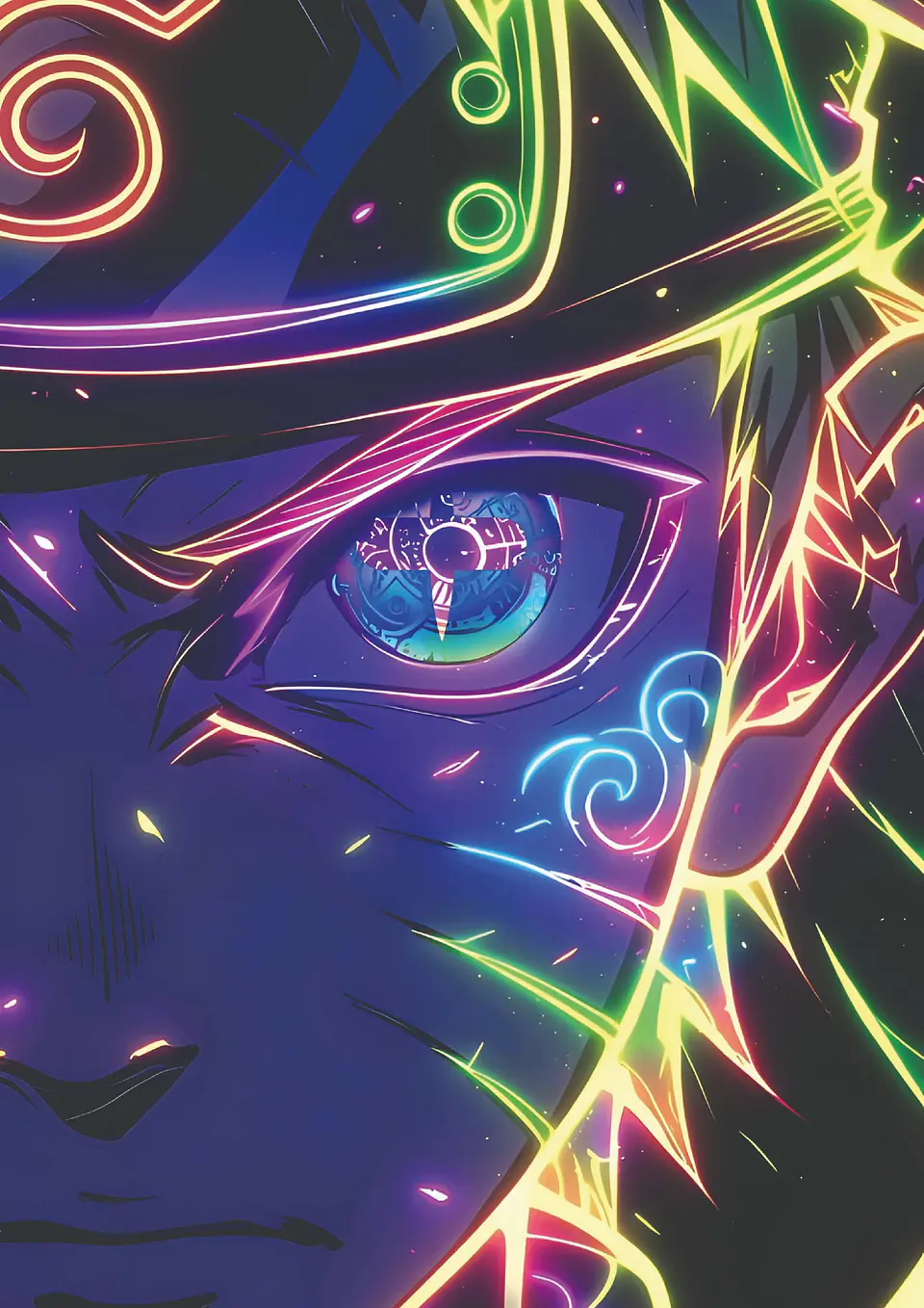 Poster Naruto Neon Sabio Holográfico Decoración Anime 1