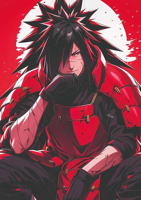 Poster Madara Uchiha Rojo Holográfico Decoración Anime