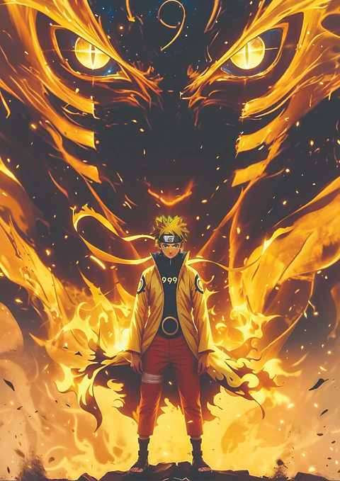 Poster Naruto Kurama Holográfico Decoración Anime