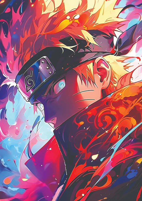 Poster Naruto Kurama Neon Holográfico Decoración Anime
