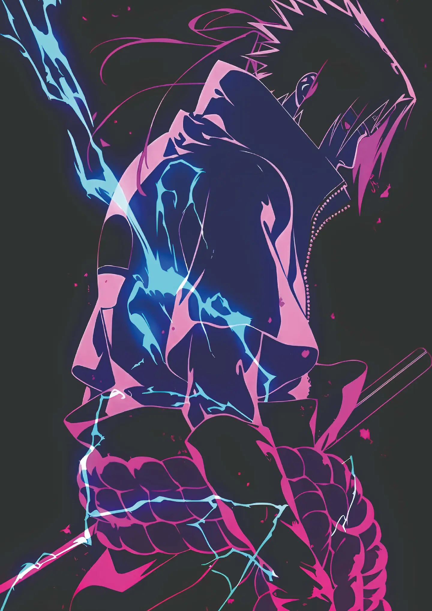 Poster Sasuke Uchiha Neon Holográfico Anime 1