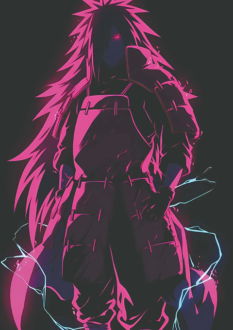 Poster Madara Uchiha Neon Holográfico Anime