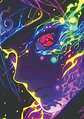 Poster Kakashi Sharingan Neon Anime - Miniatura 1