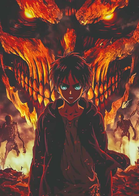 Cuadro Eren Yeager y Titán de Ataque Anime