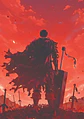Cuadro Guts Berserk Atardecer Rojo Anime - Miniatura 1