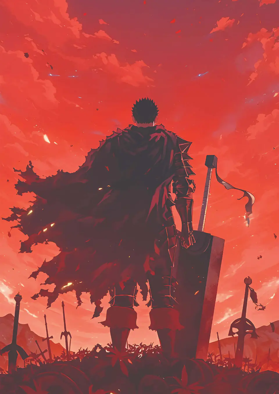 Cuadro Guts Berserk Atardecer Rojo Anime 1