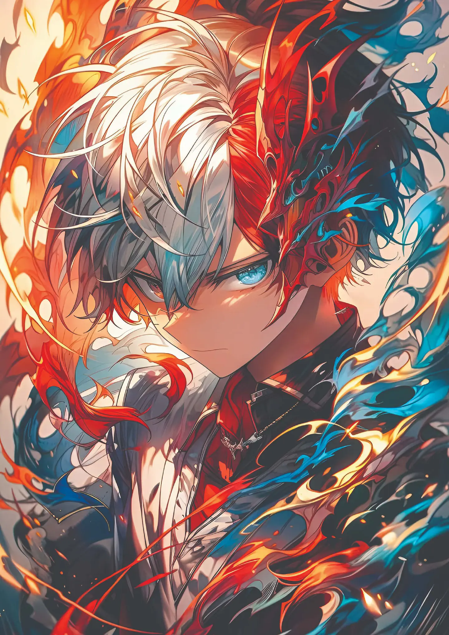 Cuadro Shoto Todoroki Fuego y Hielo 1