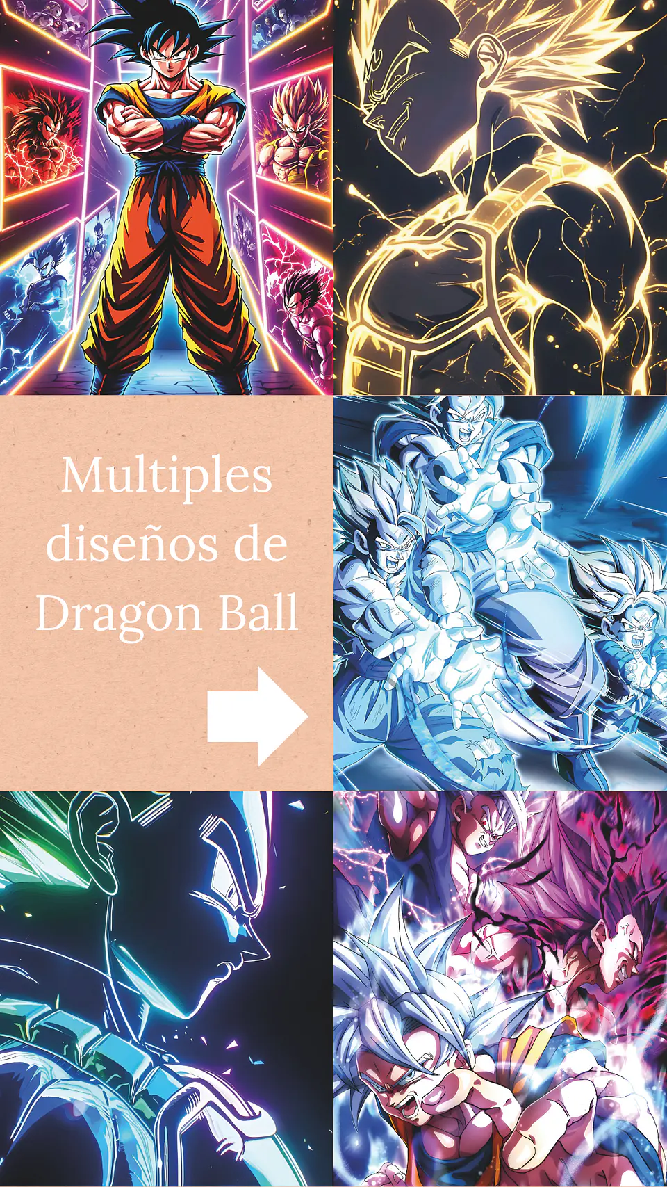 Colección de Cuadros Dragon Ball 4 | 15 Diseños para Elegir | A4 1