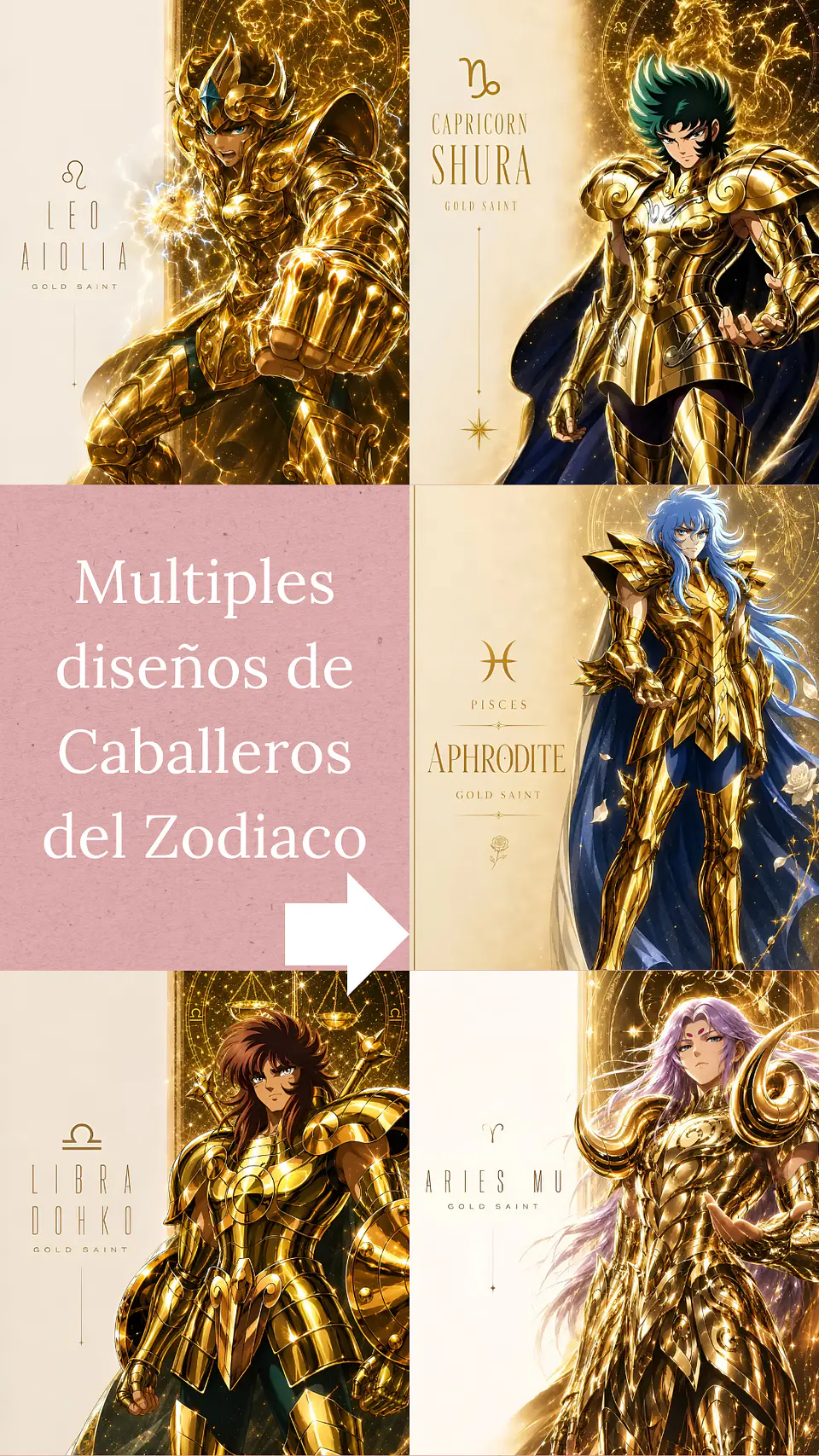 Colección de Cuadros Los Caballeros del Zodiaco | Diseños para Elegir | A4 1