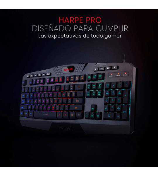 Teclado Gamer Redragon Harpe Pro K503a Rgb Qwerty Español Color Negro Con Luz Rgb