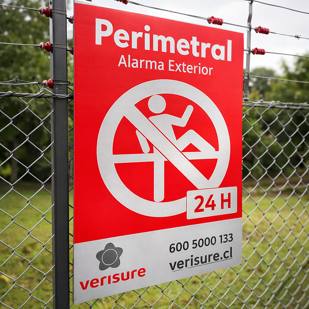 Aviso en base aluminio, Disuasiva Verisure Perimetro 3